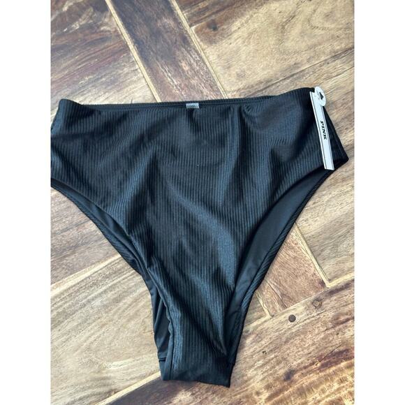 Victoria's Secret Pink Women's Black High Waisted Cheeky Bikini Bottom Size M - Picture 1 of 5